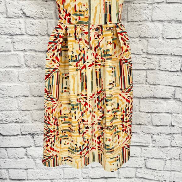 LuLaRoe Amelia Cream Multicolor A-Line Pleated Dress Size XS - Picture 6 of 7